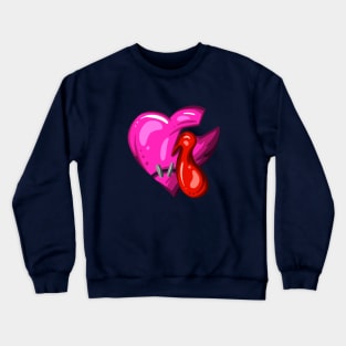 Pink Dead Zombie Heart Cartoon Illustration with Blood and for Valentines Day or Halloween Crewneck Sweatshirt